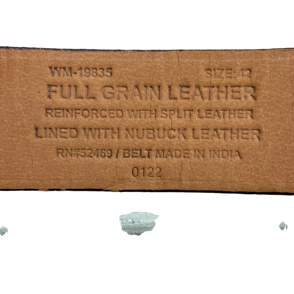 New Cognac Pebbled Full Grain Leather w/ Polished Nickel Brand George Size 42